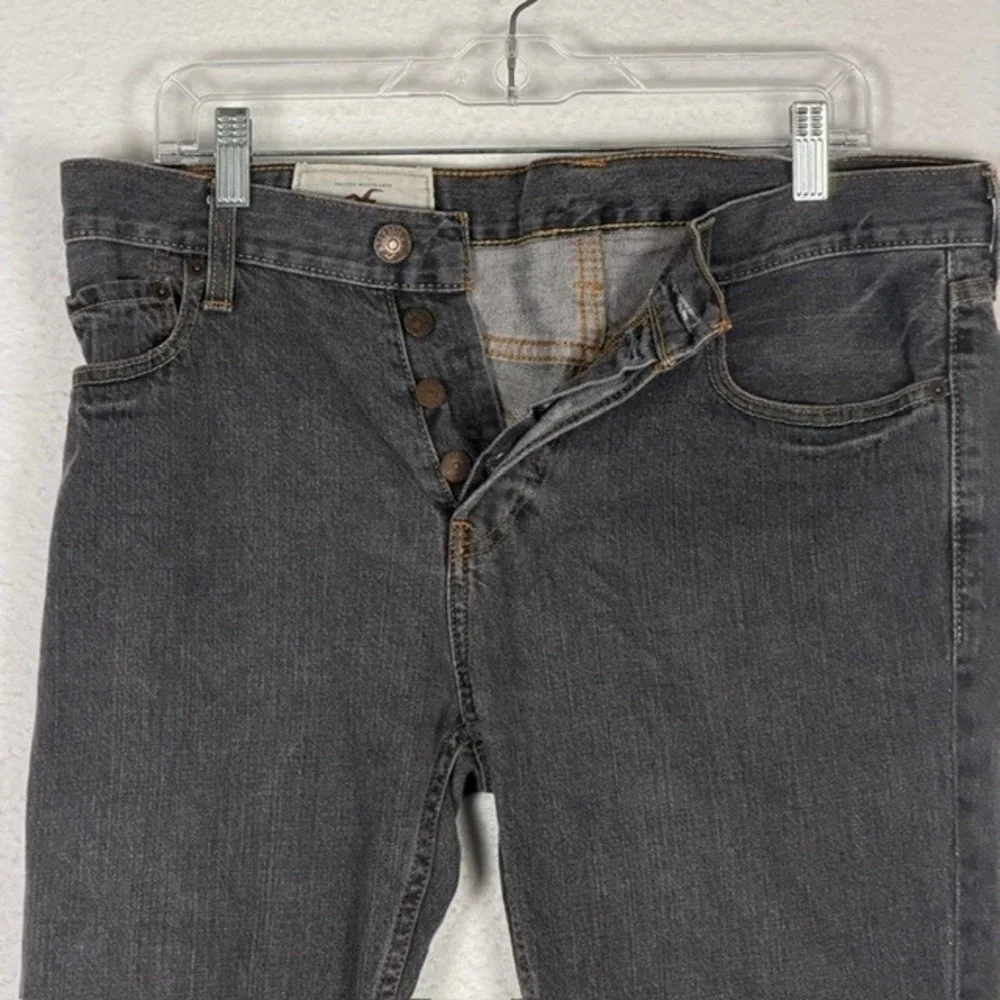 Hollister‎ Slim Straight Jeans Mens 32x30 Charcoal Gray Button Fly Denim Pants